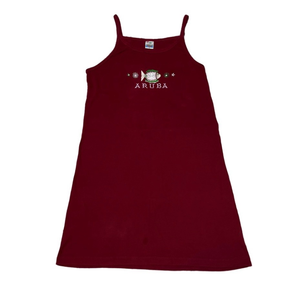 XL Summer Breeze Women’s Sleeveless Embroidered Aruba Fish Tank Top Dress